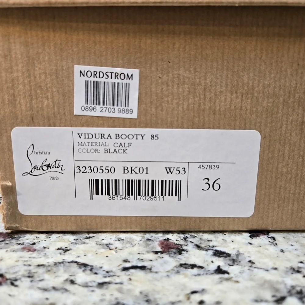 NEW Christian Louboutin Vidura Black Leather Studded Ankle Booties Size 36
